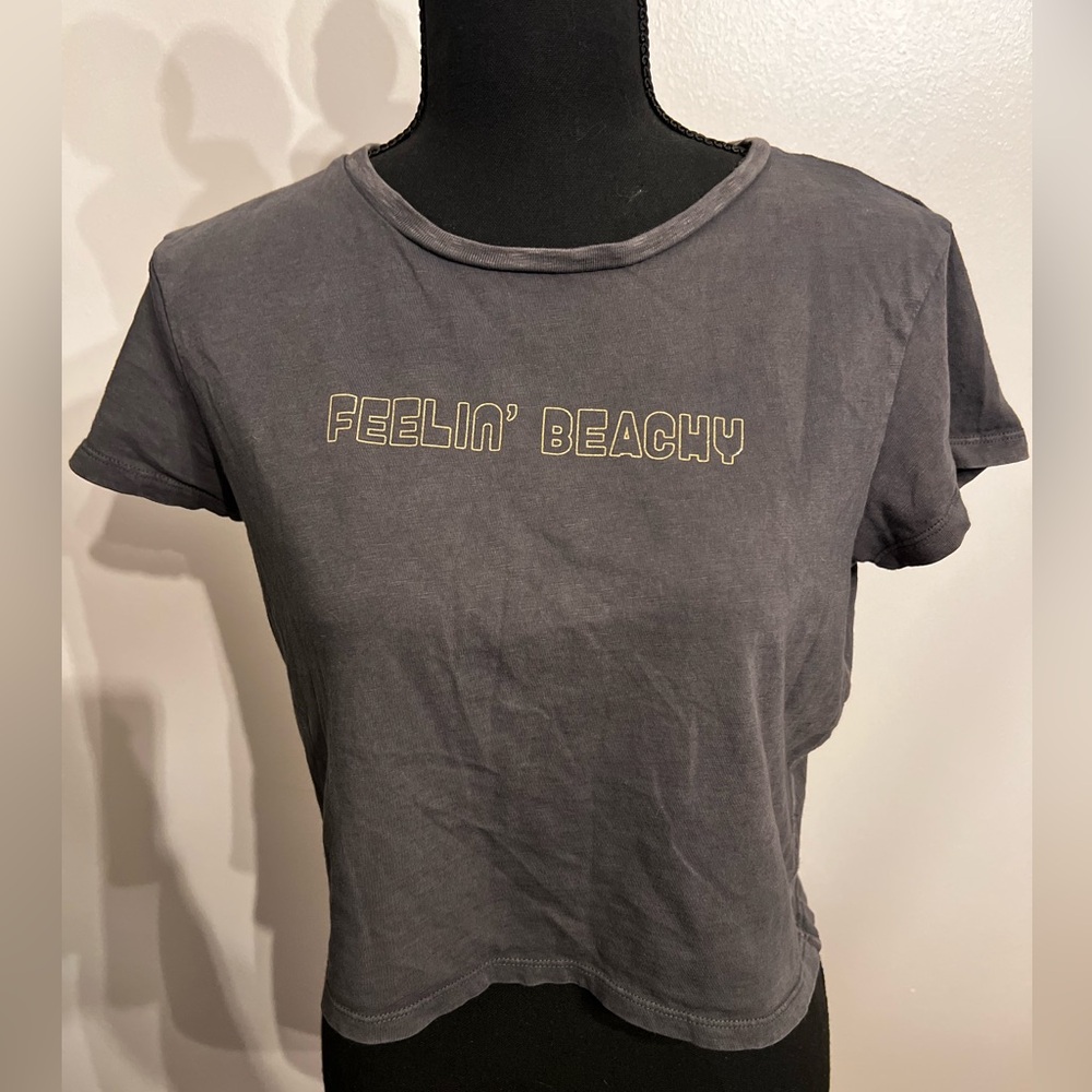 3/$15 Aerie Gray Graphic Tee - Feelin' Beachy size medium